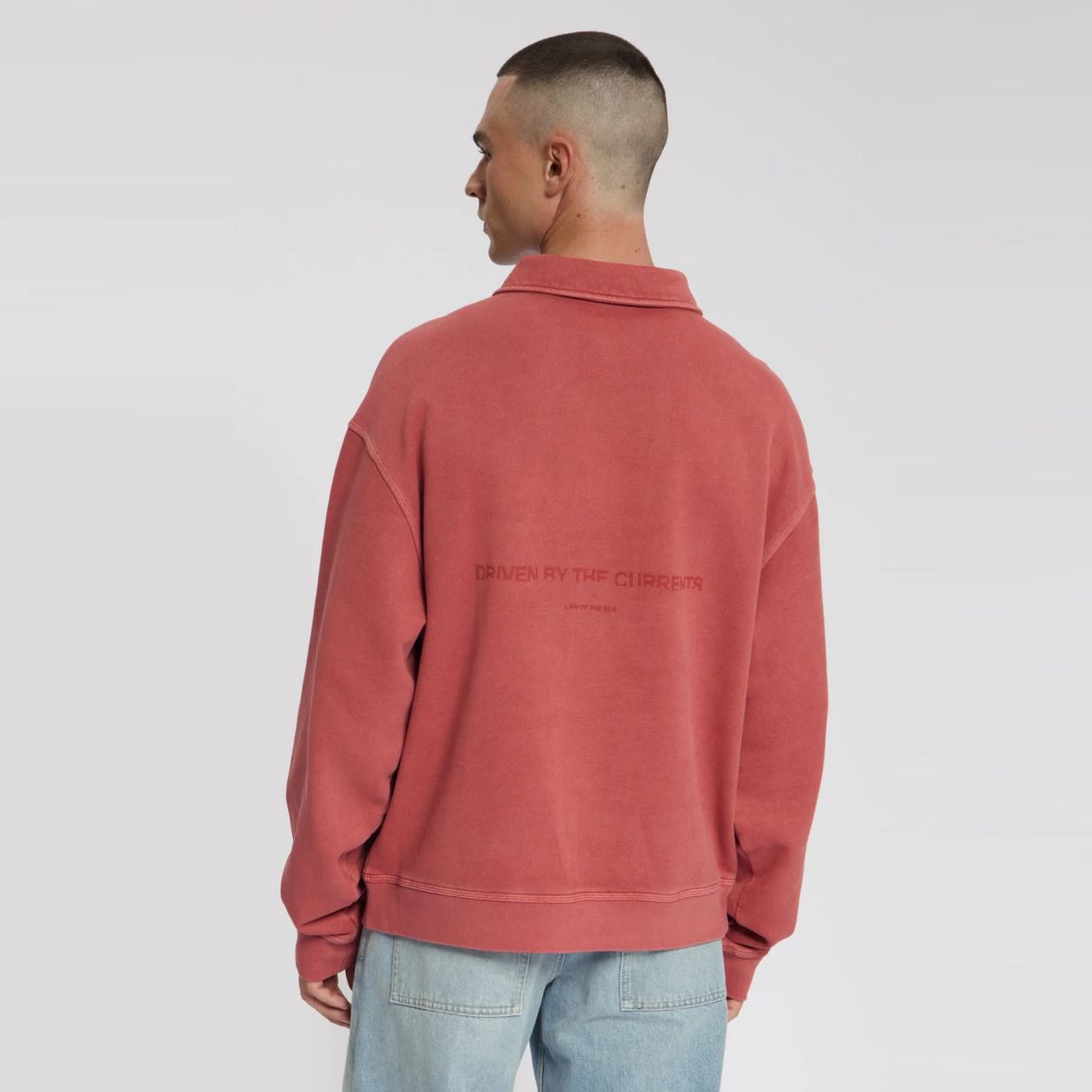 Law of the Sea Rusk Garment Dyed Longsleeve Polo Rood