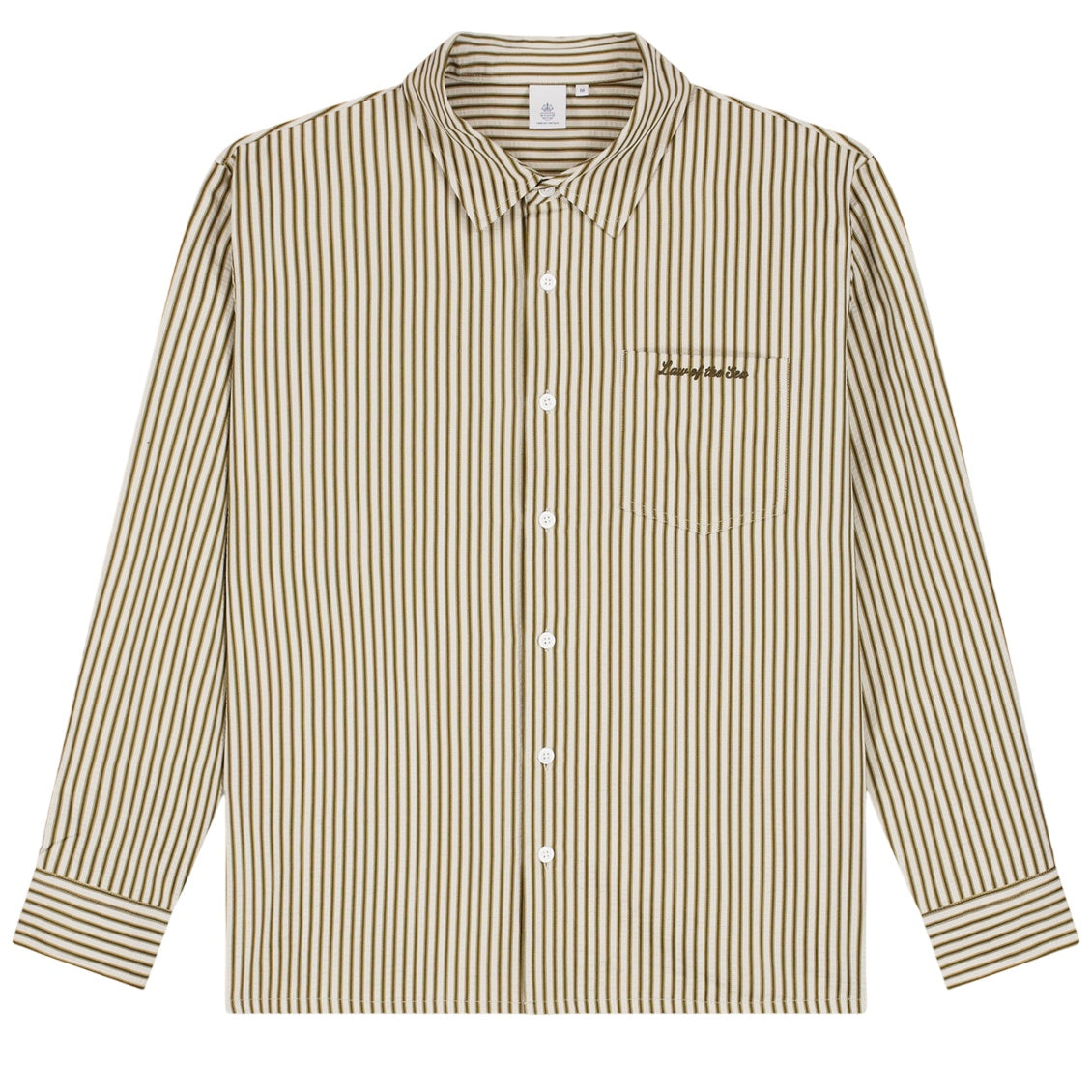 Law of the Sea Starboard Yarn Dyed Striped Overhemd Beige/Groen