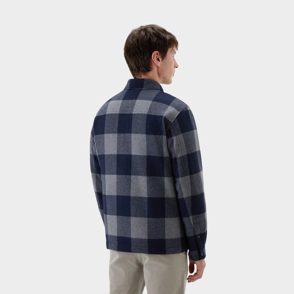 woolrich alaskan checked wool overshirt navy