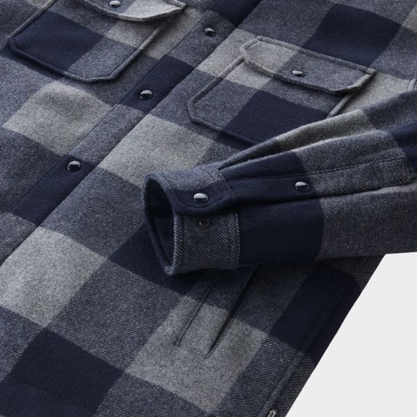 woolrich alaskan checked wool overshirt navy