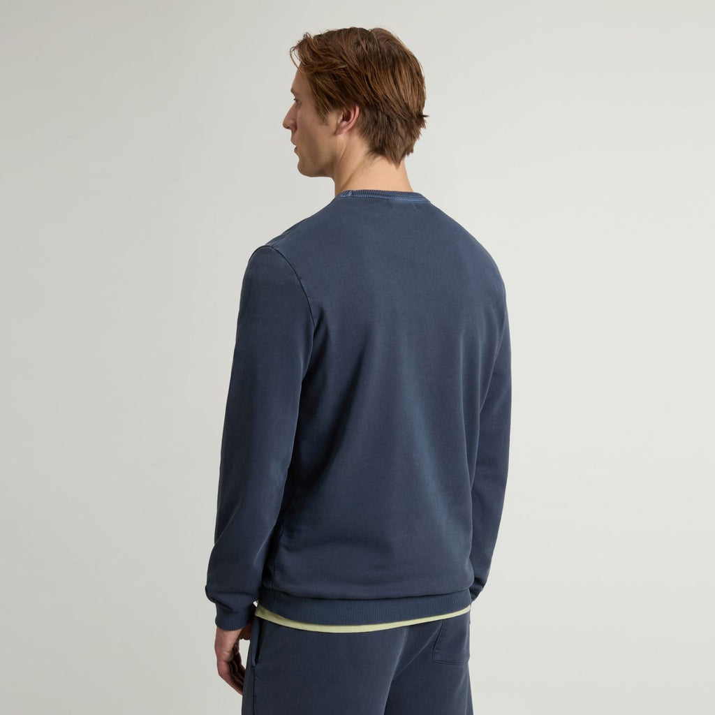 Woolrich Garment Dyed Logo Sweater Navy