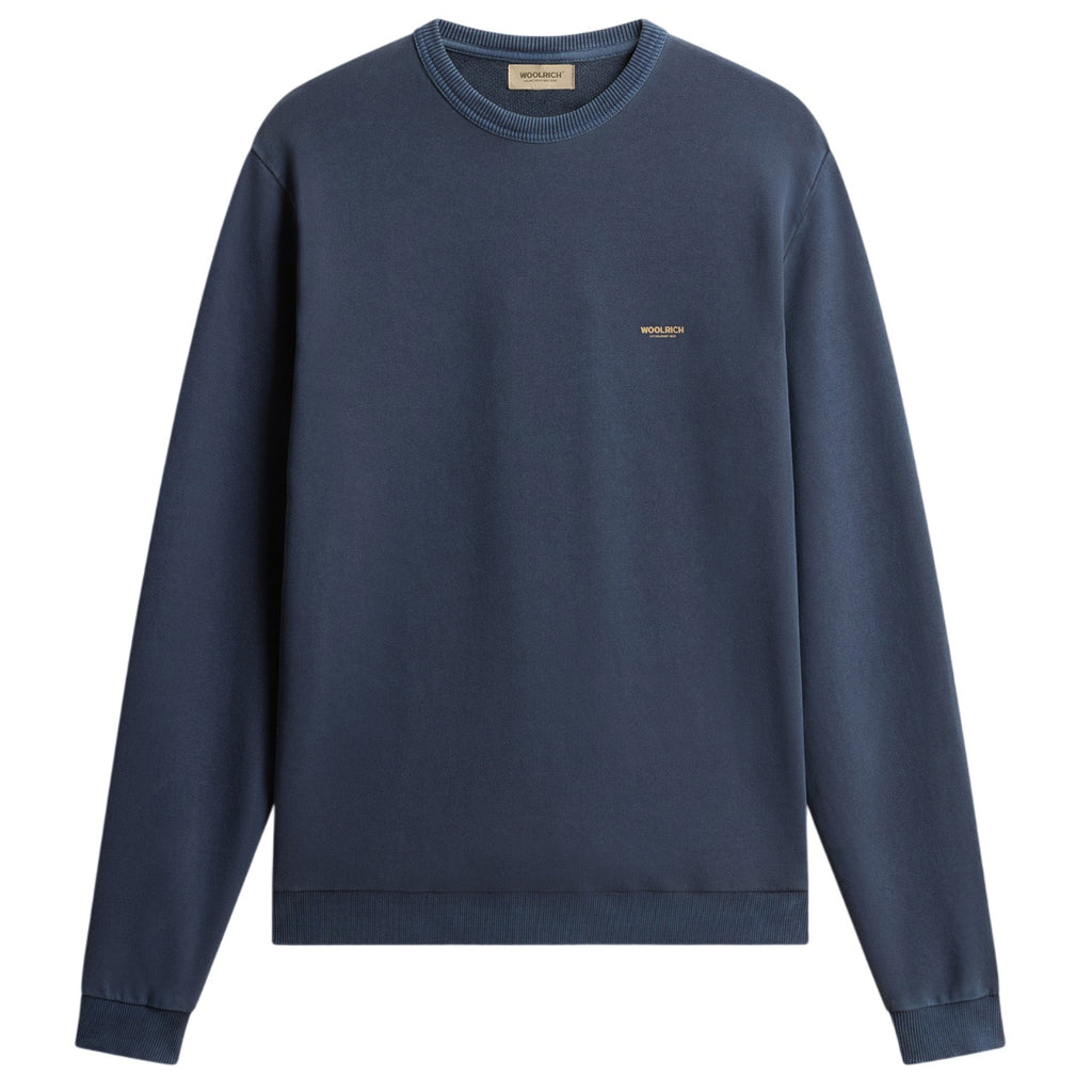 Woolrich Garment Dyed Logo Sweater Navy