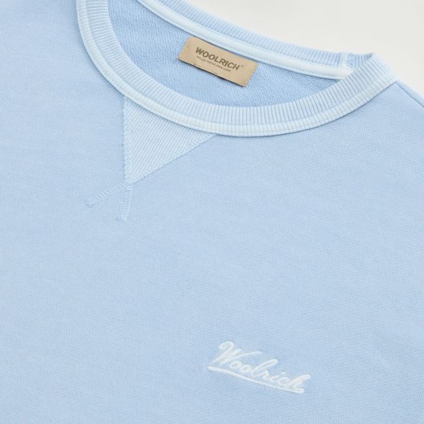 Woolrich Garment Dyed Sweater Licht Blauw