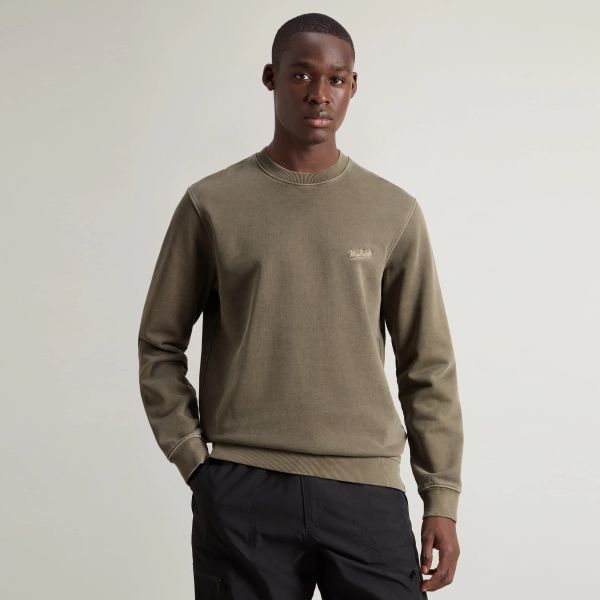 Woolrich Garment Dyed Sweater Donker Groen