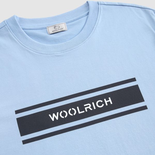 Woolrich Intarsia T-shirt Licht Blauw