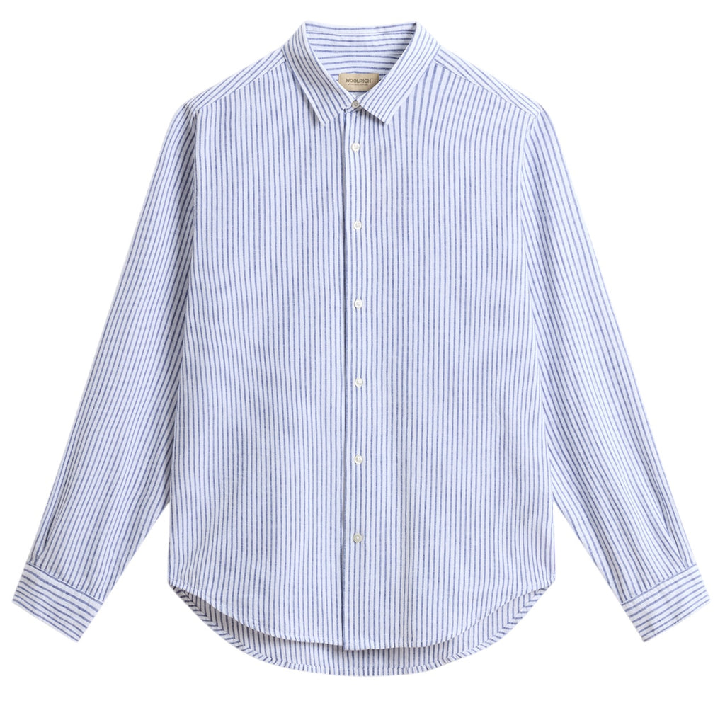 Woolrich Linen Striped Overhemd Blauw