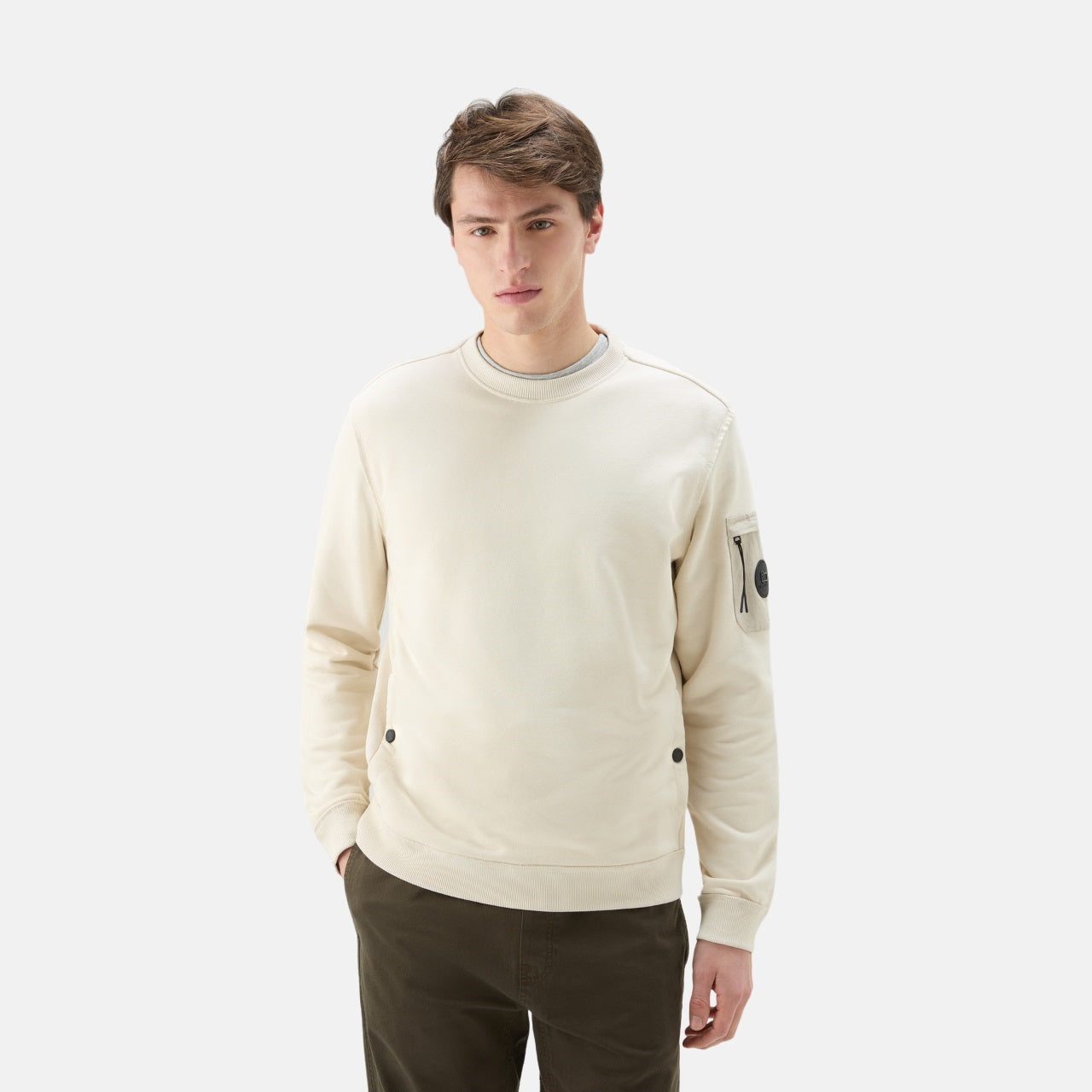 woolrich logo sweater beige