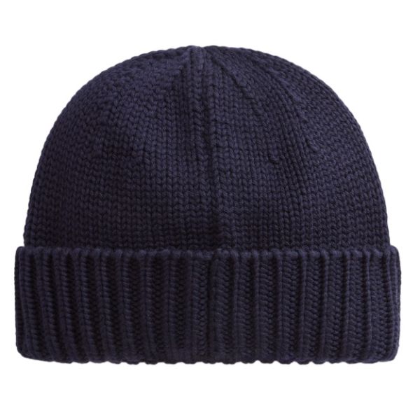 Woolrich Merino Wool Logo Muts Navy