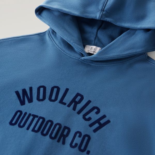Woolrich Organic Cotton Script Hoodie Blauw