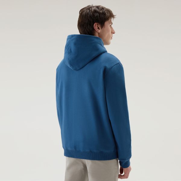 Woolrich Organic Cotton Script Hoodie Blauw