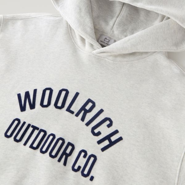 Woolrich Organic Cotton Script Hoodie Licht Grijs