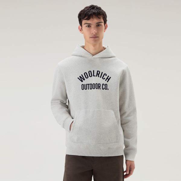 Woolrich Organic Cotton Script Hoodie Licht Grijs