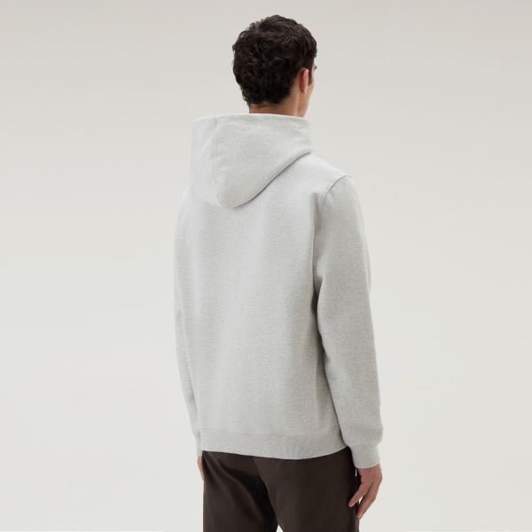 Woolrich Organic Cotton Script Hoodie Licht Grijs