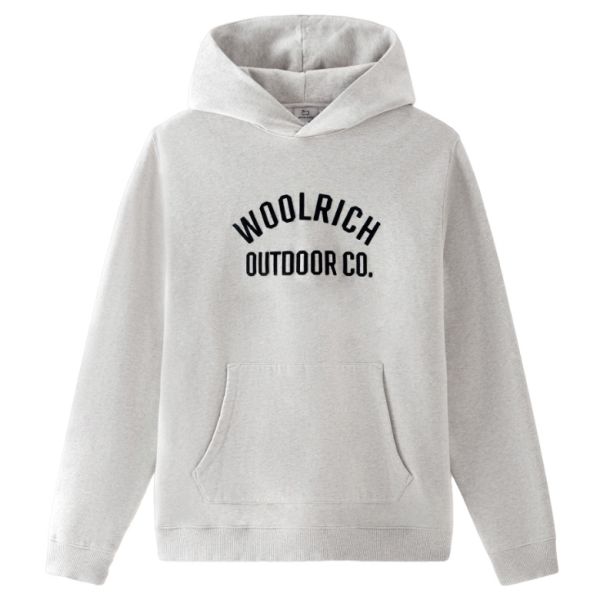 Woolrich Organic Cotton Script Hoodie Licht Grijs