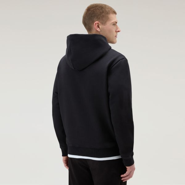 Woolrich Organic Cotton Script Hoodie Zwart