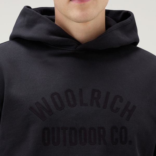 Woolrich Organic Cotton Script Hoodie Zwart