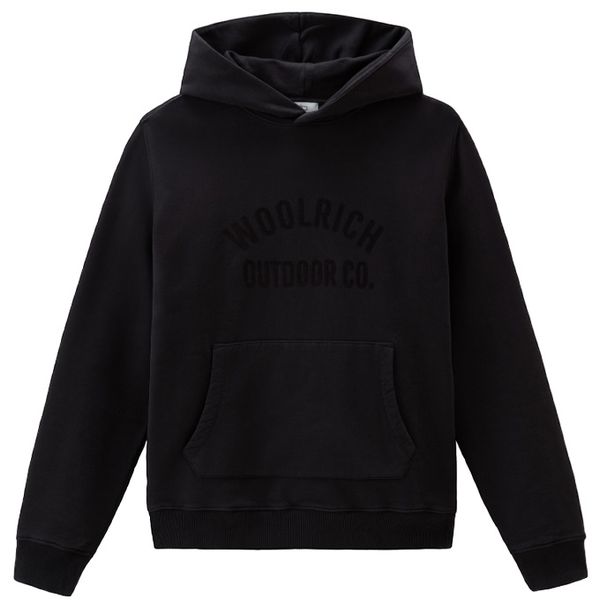 Woolrich Organic Cotton Script Hoodie Zwart