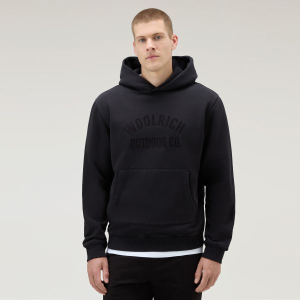 Woolrich Organic Cotton Script Hoodie Zwart