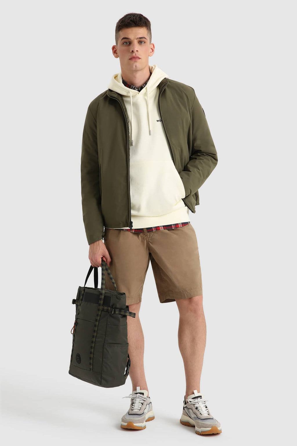 Woolrich Printed Duck Hoodie Off White