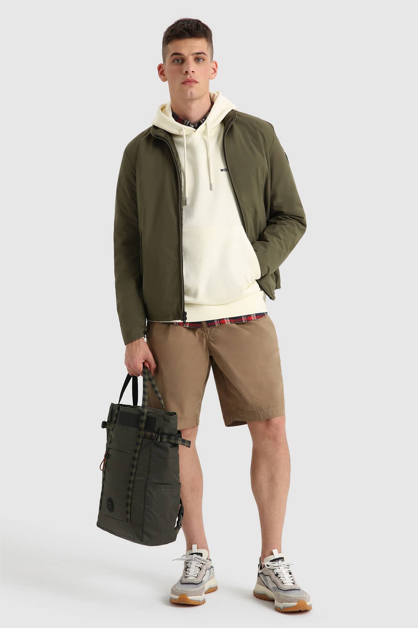 Woolrich Printed Duck Hoodie Off White