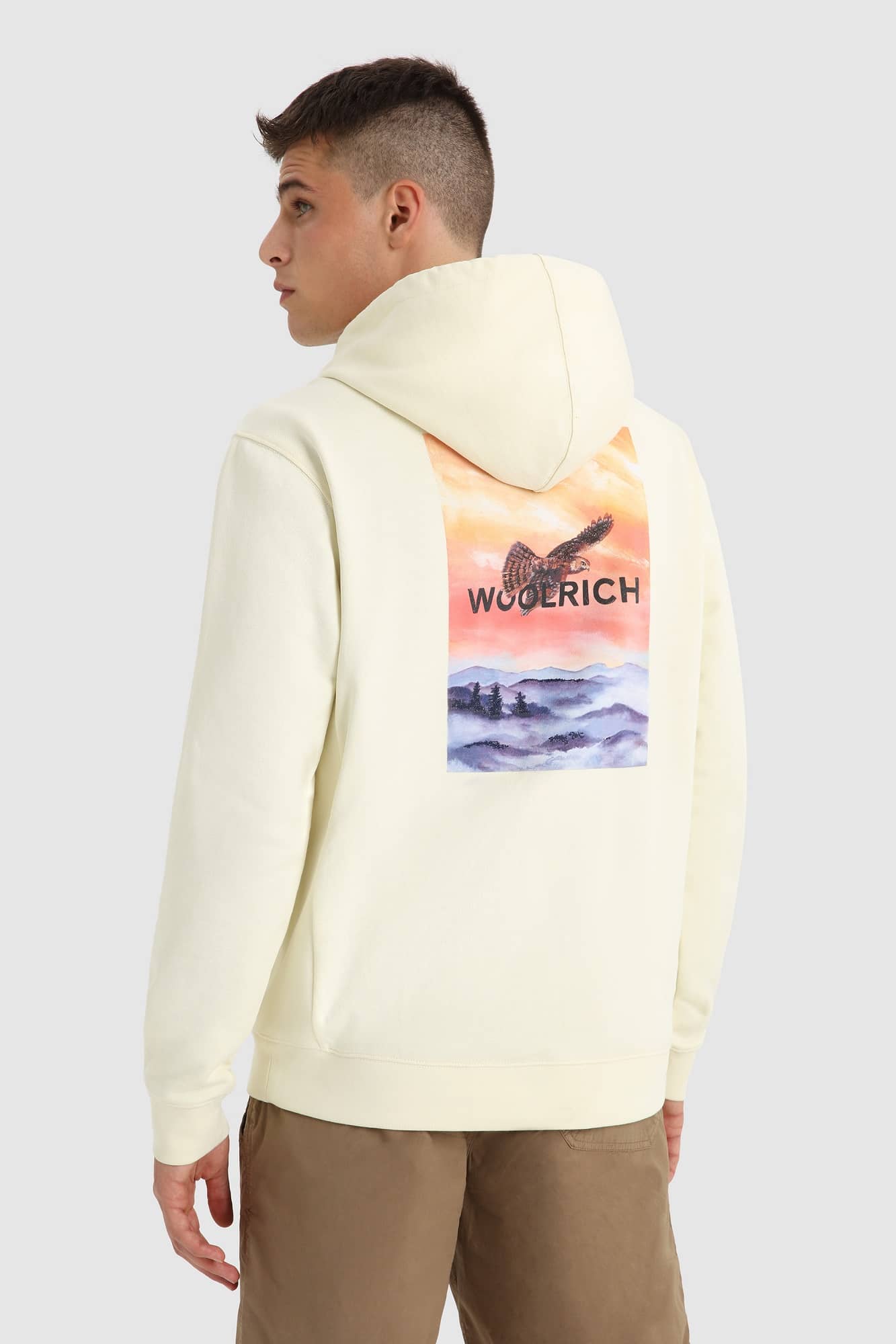 Woolrich Printed Duck Hoodie Off White