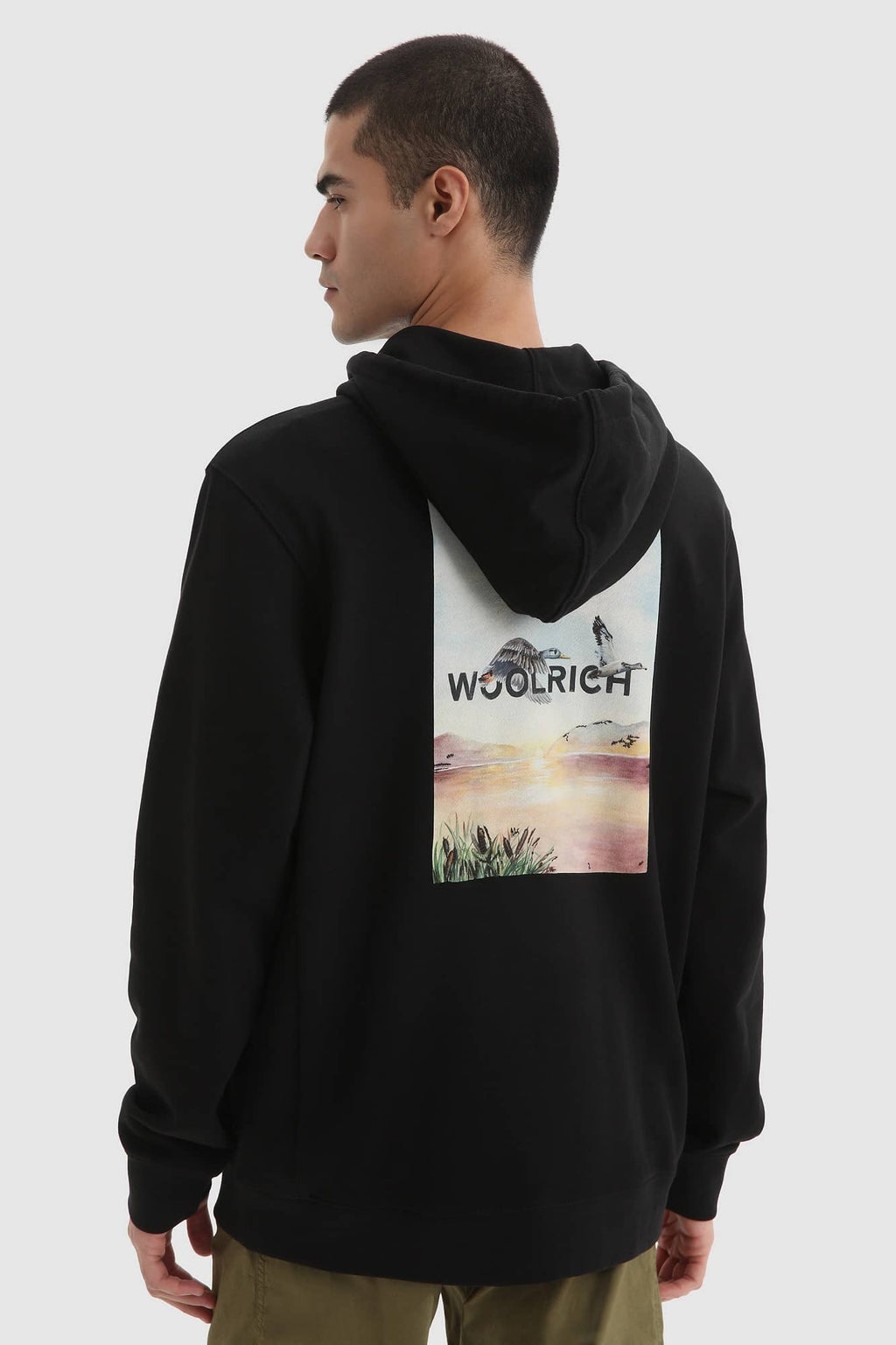 Woolrich Printed Duck Hoodie Zwart