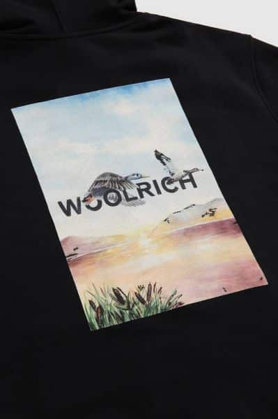 Woolrich Printed Duck Hoodie Zwart