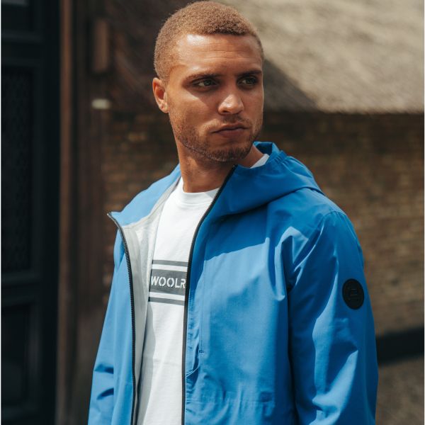 woolrich softshell jas blauw